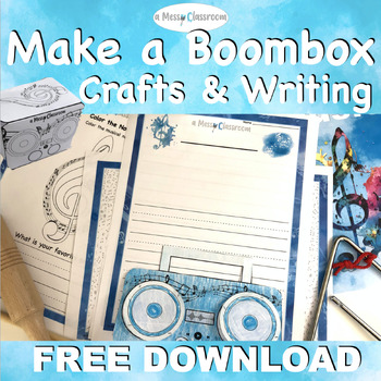 Preview of FREE Boombox Music Craft & Writing Activity: Preschool Kindergarten Elementary
