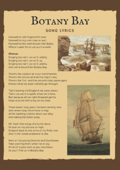 Preview of FREE Botany Bay Lyrics Sheet