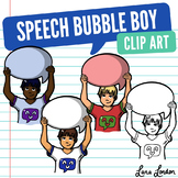 FREE Boy Holding Speech Bubble Clip Art