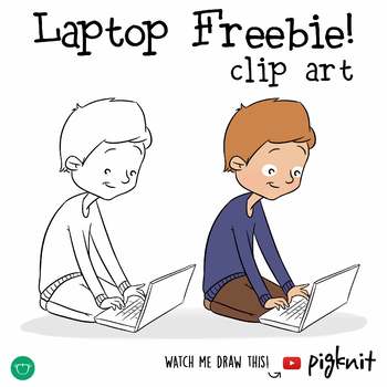 Preview of FREE Boy with Laptop Clip Art