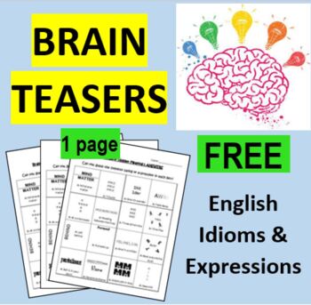 Preview of FREE Brain Teasers Part | English Idioms- Rebus Hidden Meanings
