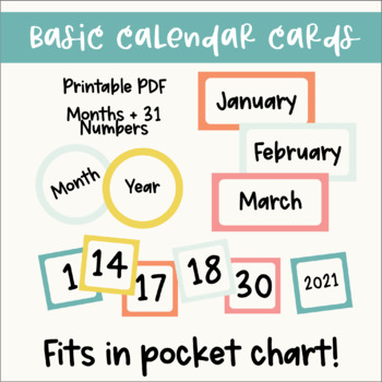 printable calendar numbers 1 31 teaching resources tpt