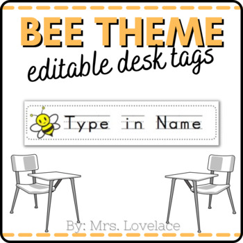 Preview of FREE Bumblebee Name Tags for Desk - Editable/Printable