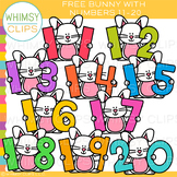 FREE Spring Bunny Holding Numbers 11-20 Clip Art
