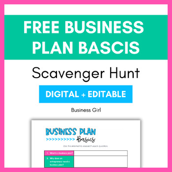 Preview of FREE Business Plan Basics Internet Scavenger Hunt