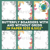 FREE! Butterfly Borders with&without drawing guide grid in