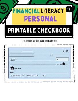 Preview of FREE CHECKS Personal Printable Checkbook 1B 