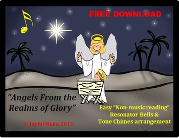 Preview of FREE CHRISTMAS HYMN Easy Chimes & Bells Arr. ANGELS FROM THE REALMS OF GLORY