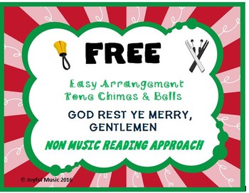 Preview of FREE CHRISTMAS HYMN Easy Tone Chimes & Bells GOD REST YE MERRY, GENTLEMEN