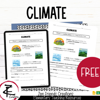 Preview of FREE - CLIMATE Worksheet/Water Cycle/Google Classroom/Distance Learning/Digital