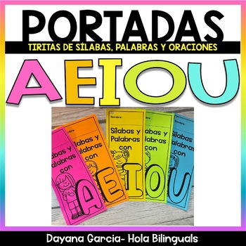 FREE COVERS portadas- tiritas sílabas palabras oraciones con AEIOU