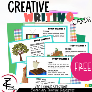 Preview of FREE - CREATIVE WRITING CARDS/Google Classroom/Distance Learning/Digital