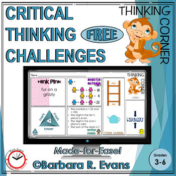 Preview of FREE CRITICAL THINKING PUZZLES Thinking Corner Daily Challenge Logic GATE