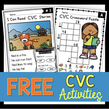 Preview of FREE CVC Words Worksheets and Activities Short Vowel Games Word Families Poster