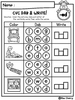 FREE CVC Dab & Write by Miss Cherry | Teachers Pay Teachers