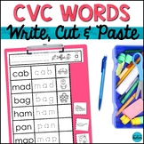 FREE CVC Words Worksheets: No Prep Write Cut and Paste Act