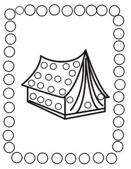 Camping Dot Markers Coloring Pages, PDF Printable Dot Markers Sheets