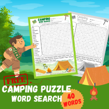 Preview of FREE Camping Puzzle Word Search (40 Words)