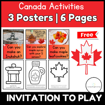 Preview of FREE Canada Day & Inuksuk STEM Challenge - Play-Based Preschool Activity Packet