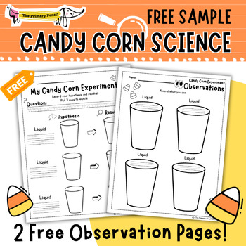 Preview of FREE Candy Corn Science Observation Worksheets | Halloween STEM Experiment