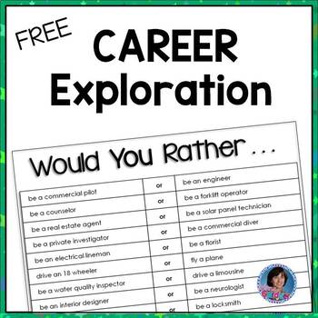Preview of FREE Career Exploration "Would You Rather" Questions