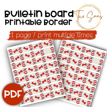 Preview of FREE Cat in the Hat Themed Mini Bulletin Board Border, Printable Border