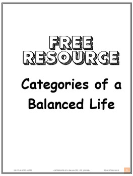 Preview of FREE: Categories of a balanced life (#2068) Mental health, personal growth