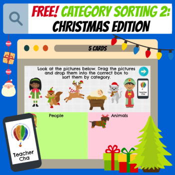 Preview of FREE! Category Sorting 2: Christmas Edition (BOOM Cards™ Distance Learning)