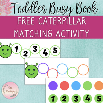 Preview of FREE Caterpillar Number MATCHING Activity - Busy Book Binder for Toddlers Pre-K
