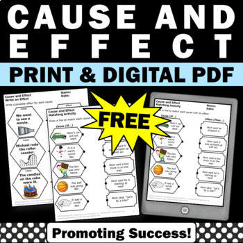 Preview of FREE Cause and Effect Graphic Organizer Worksheets 3rd Grade Reading Strategy