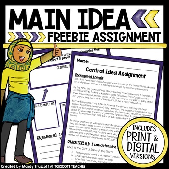Preview of Main Idea and Supporting Details FREEBIE Assignment: Print and Digital