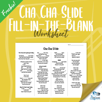 FREE Cha Cha Slide Fill in the Blank Worksheet by The Cross