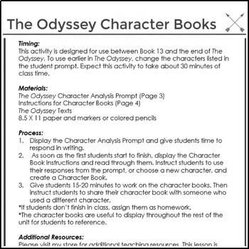 FREE Character Activity for Homer's The Odyssey by Love and Let Lit