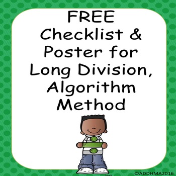 Preview of FREE Checklist and Reminder Poster for Long Division/Division Algorithm
