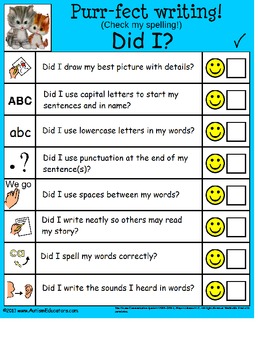 FREE Checklist for Young Writers Autism, Special Education, Kindergarten