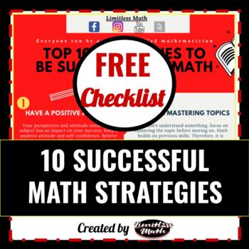 Preview of FREE - Checklist of 10 Most Effective Strategies for Math Success