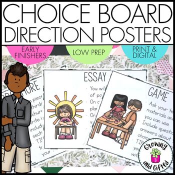 Preview of FREE Choice Board Direction Posters for Early Finishers and Enrichment