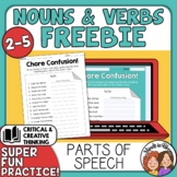 Nouns and Verbs FREEBIE | Parts of Speech Fun Worksheet | 