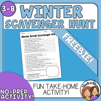 Preview of Winter Break Scavenger Hunt FREEBIE - No-Prep Fun Take Home Activity