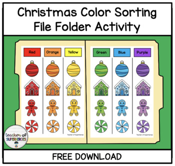Preview of FREE Christmas Color Sorting File Folder Activity