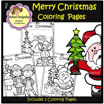 Preview of FREE - Christmas Coloring Pages - Santa - Elf - Freebie (School Designhcf)