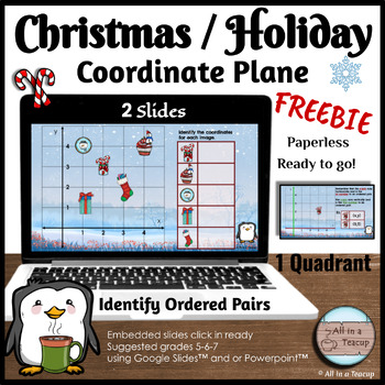 Preview of FREE Christmas Coordinate Plane Digital Activity