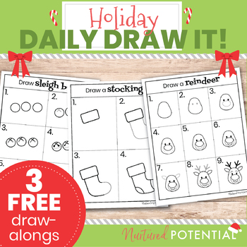 Preview of FREE Christmas Directed Drawings, Christmas Daily Draw It, Holiday FREEBIE