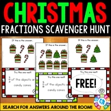 FREE Christmas Math Task Cards Fractions Scavenger Hunt or Scoot