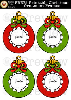 Preview of FREE! Christmas Ornament Frame Printables [Marie Cole Clipart]