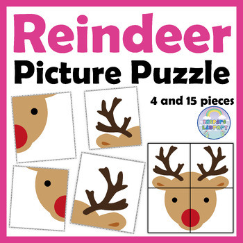 FREE Christmas Reindeer Picture & Piece Puzzle Craft Activities ...