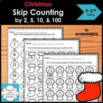 Preview of Christmas Skip counting by 2, 5, 10 and 100 worksheets