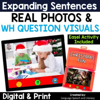 Preview of Christmas Speech Therapy WH Questions | Digital and Print  FREE