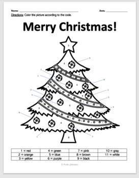FREE Christmas Tree Color By Number English & Spanish by Profe Johnston