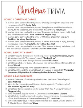 FREE Christmas Trivia Party Quiz Game Questions Sheet | TPT